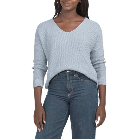 LUCKY BRAND Dusty Blue Spring Weight V-neck Pullover Sweater - Picture 1 of 2